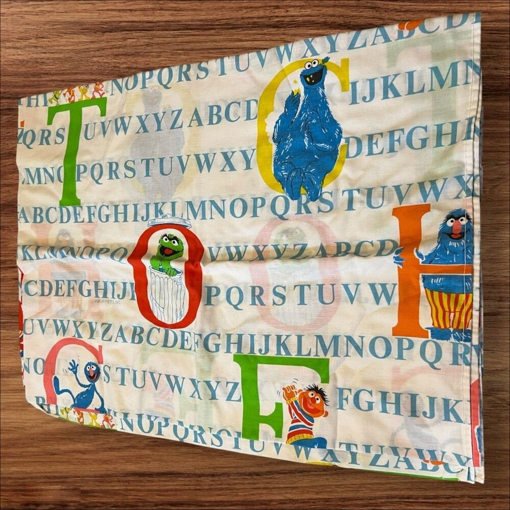 Vintage Stevens Muppets Sesame Street Alphabet Twin Flat Sheet USA
